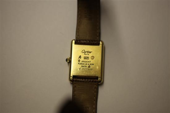 A silver gilt Must de Cartier manual wind wrist watch(-)